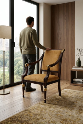 Krzesło Design salon jadalnia Drewno Krzesła Podkładka podłokietnik Vaccari giovanni