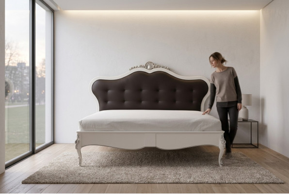 Sypialnia Design luksusowe Łóżko 180x200 Włókienniczy rama łóżka podwójnego Łóżko Beżowe Nowość