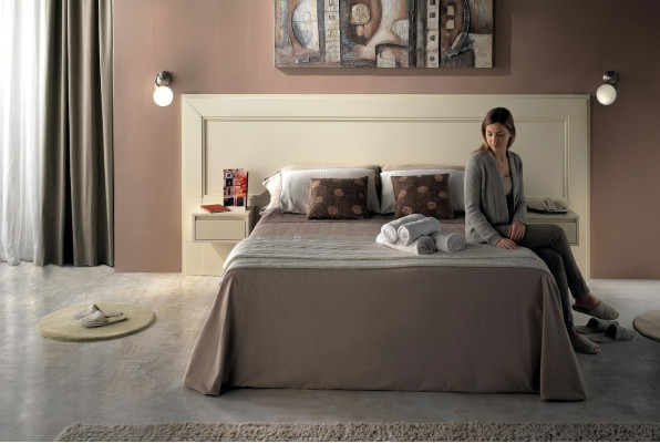Design Nowoczesne Luksusowe Meble 4szt. Komplet mebli hotelowych 2x łóżko + Stolik nocny