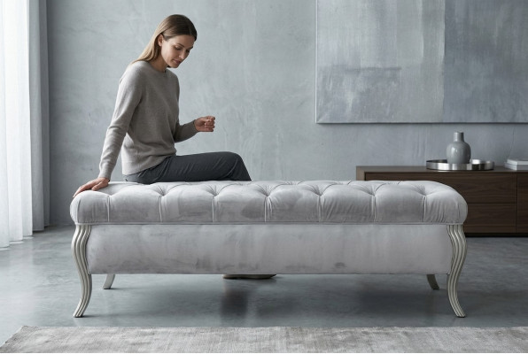 Chesterfield Design Stołek Pufa Owalna Podnóżek Meble Taboret Tapicerowany