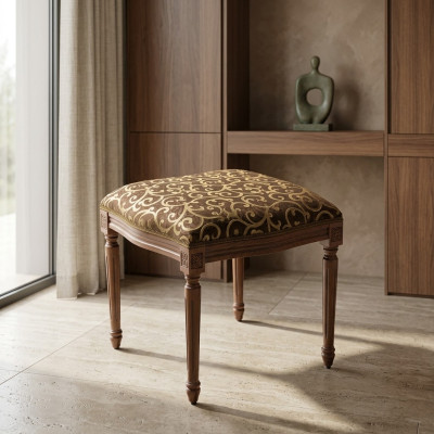 Designerski stołek do salonu Stołek Drewno Włókienniczy podnóżek Ottoman pufa