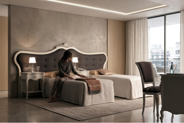 Meble hotelowe 2x łóżko + Stolik nocny Design Modern Luxury Meble 3-częściowe. ustawić
