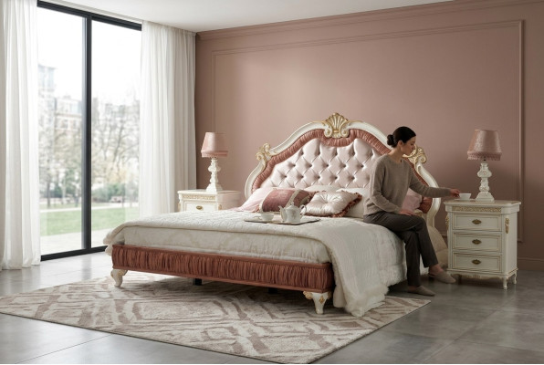 Design Modern Luxury łóżka Meble New Łóżko 2x Stolik nocny 3 szt. Zestaw Sypialni
