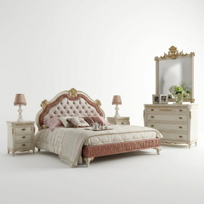 Łóżko Podkładka Chesterfield Podwójne łóżko 180x200cm Drewno Hotel łóżko Sypialnia