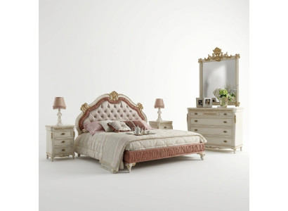 Łóżko Podkładka Chesterfield Podwójne łóżko 180x200cm Drewno Hotel łóżko Sypialnia