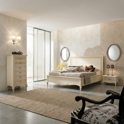 Łóżko Design Classic Luxury Grupa Drewno Łóżko Stolik nocny Zestaw Sypialnia 4-częściowy