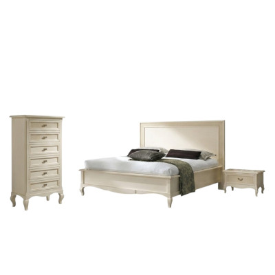 Łóżko Design Classic Luxury Grupa Drewno Łóżko Stolik nocny Zestaw Sypialnia 4-częściowy