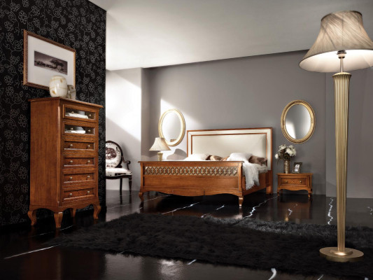 Design Klasyczne Luksusowe Meble Nowoczesne Łóżko 2x Stolik nocny Zestaw Sypialnia 4-częściowy