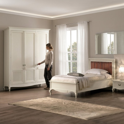 Meble New Łóżko Stolik nocny 3 szt. Sypialnia Scenografia Art Deco Luksusowe łóżko