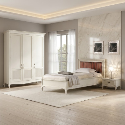 Meble New Łóżko Stolik nocny 3 szt. Sypialnia Scenografia Art Deco Luksusowe łóżko