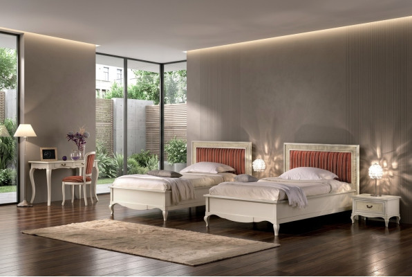 Design Sypialnia Kompletny zestaw Sypialnia 6-częściowy Łóżko Stolik nocny Sekretarzyk Drewno