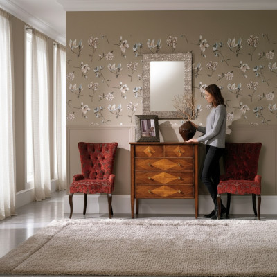 Zestaw Kredens Lustro Komody Drewno Art Deco luksusowy design do salonu Ustawić 4-częściowy