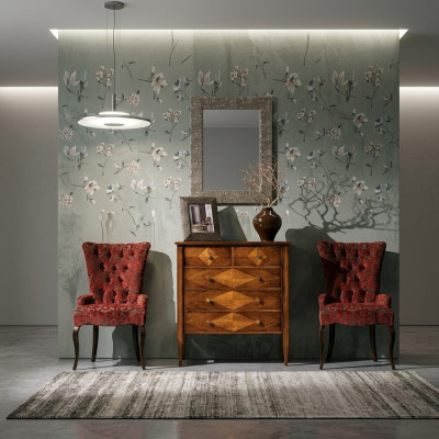 Zestaw Kredens Lustro Komody Drewno Art Deco luksusowy design do salonu Ustawić 4-częściowy