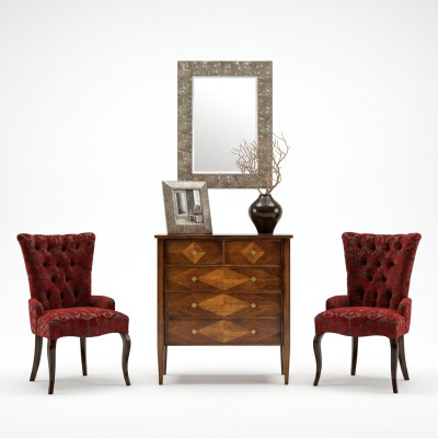 Zestaw Kredens Lustro Komody Drewno Art Deco luksusowy design do salonu Ustawić 4-częściowy