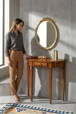 Meble w stylu Art Deco Stół konsolowy Lustro Drewno Włoskie stoły konsole 2 szt
