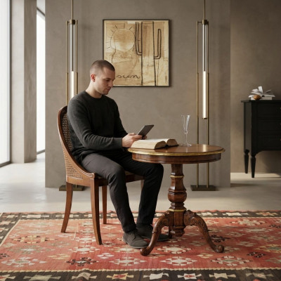 Klasyczny stolik kawowy Stolik sofa do salonu Tabela Drewno elegancki design