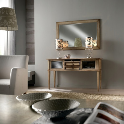 Konsola w stylu country house Toaletka z Lustro Stół konsolowy Brown