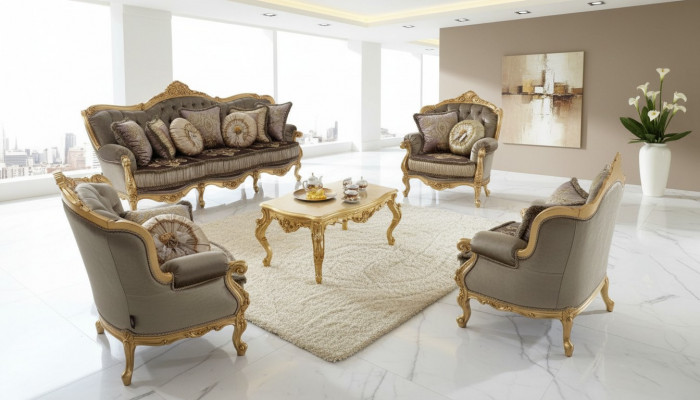 Sofa Zestaw sofowy 3 2 1 1 miejsce siedzące Relaks Kanapa Zestaw Tapicerowany Projektant NeuTextil