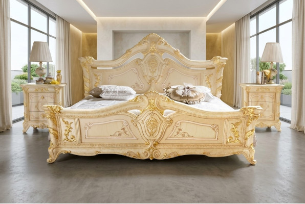 Classic Sypialnia Hotel Łóżko Barokowe Meble Drewno łóżko Włochy Luxury