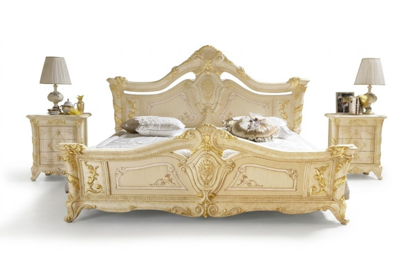Classic Sypialnia Hotel Łóżko Barokowe Meble Drewno łóżko Włochy Luxury