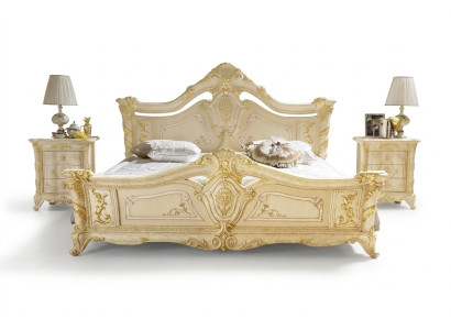 Classic Sypialnia Hotel Łóżko Barokowe Meble Drewno łóżko Włochy Luxury