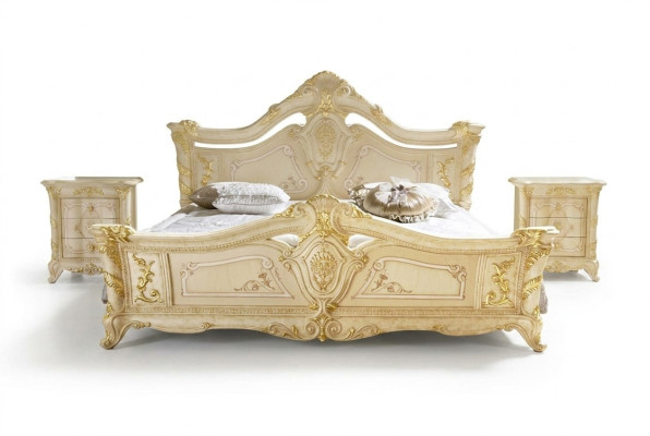 Sypialnia Zestaw Design Art Deco Luksusowe łóżko Łóżko Stolik nocny 3 sztuki.