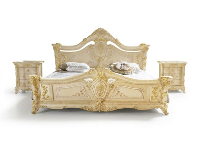 Sypialnia Zestaw Design Art Deco Luksusowe łóżko Łóżko Stolik nocny 3 sztuki.