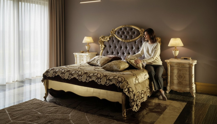 Łóżko Klasyczne Luksusowe łóżko Chesterfield Sypialnia Hotel Barokowe Meble Nowe