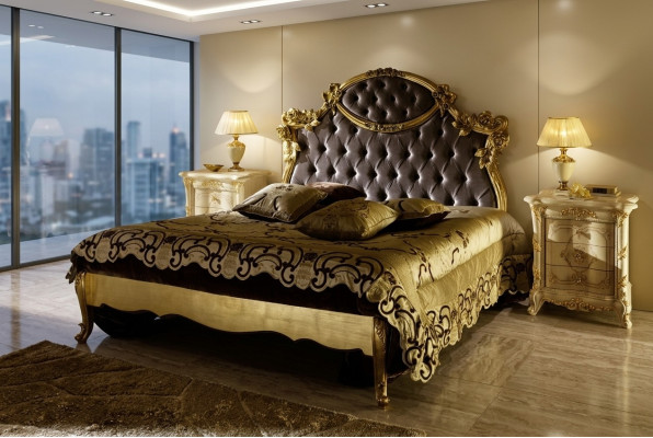 Łóżko Klasyczne Luksusowe łóżko Chesterfield Sypialnia Hotel Barokowe Meble Nowe