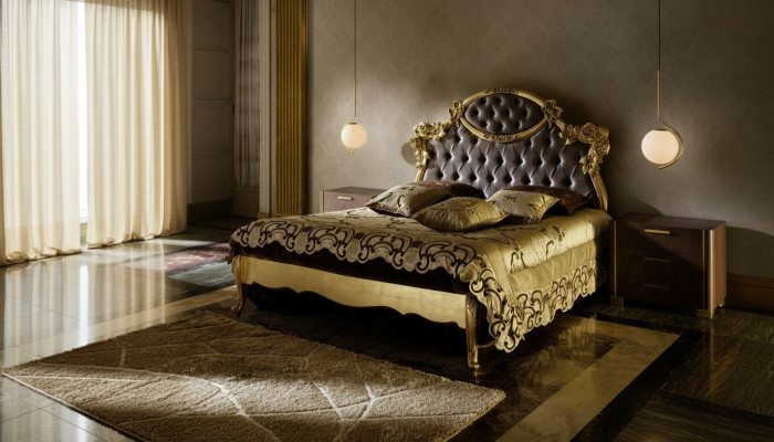 Łóżko Sypialnia Zestaw Design Meble Classic Łóżko luksusowe Nowość 2x Stolik nocny 3-częściowy.