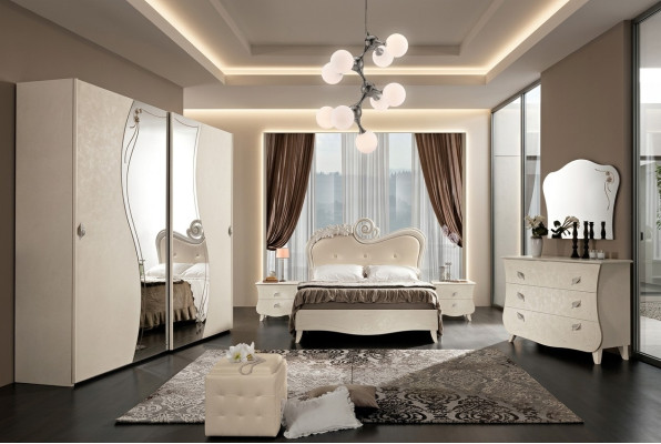 Design Sypialnia Kompletny zestaw Stolik nocny Szafa Barokowy Rokoko 6-częściowy.