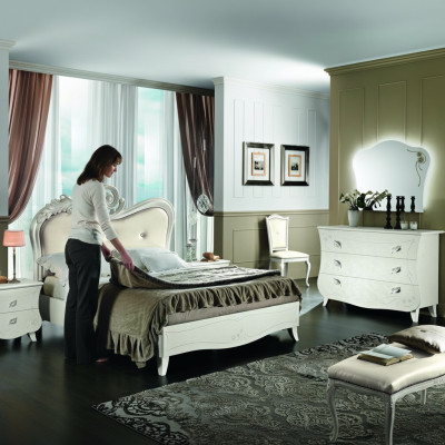 Design Meble Classic Luksusowe łóżko Nowe Łóżko 2x Stolik nocny Sypialnia Zestaw 3szt