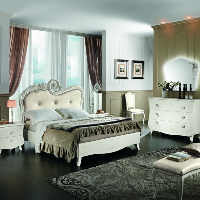Design Meble Classic Luksusowe łóżko Nowe Łóżko 2x Stolik nocny Sypialnia Zestaw 3szt