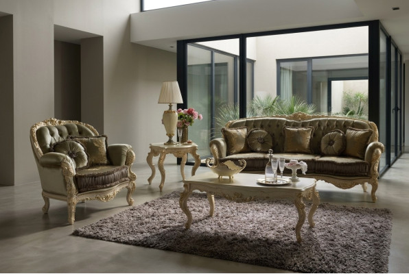 Zestaw wypoczynkowy 3+2 miejsce do siedzenia Design Podkładka Sofy Włókiennicze Relaks Classic New Brown