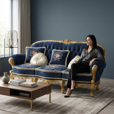 Sofa trzyosobowa Chesterfield Classic Żywy krajobraz włókienniczy Sofy 3 Siedziba New