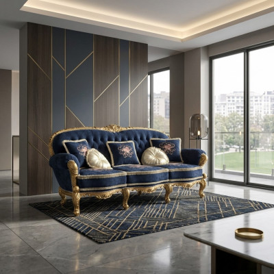 Sofa trzyosobowa Chesterfield Classic Żywy krajobraz włókienniczy Sofy 3 Siedziba New