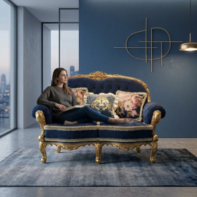 Chesterfield Sofa 2 miejsce do siedzenia Podkładka Kanapy Sofy Aksamit Materiał Dwumiejscowe Meble Nowe