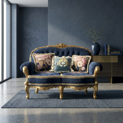 Chesterfield Sofa 2 miejsce do siedzenia Podkładka Kanapy Sofy Aksamit Materiał Dwumiejscowe Meble Nowe