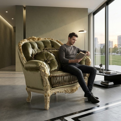 Sofa dwuosobowa 2 miejsce do siedzenia Design Sofy Podkładka Kanapy Nowość Włókienniczy Relaks Classic