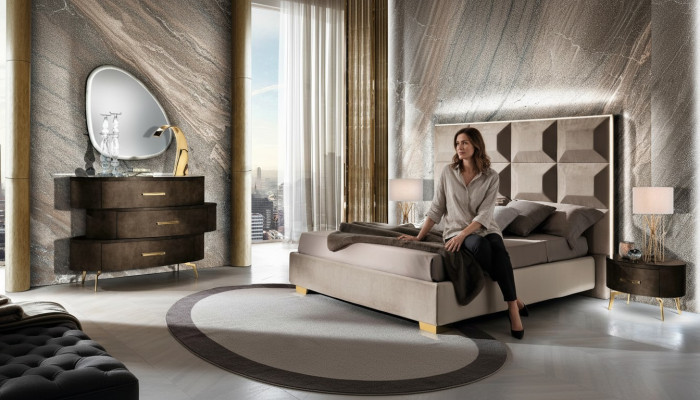 Zestaw łóżkowy Design Classic łóżko Stolik nocny Kredens 4-częściowy. Sypialnia