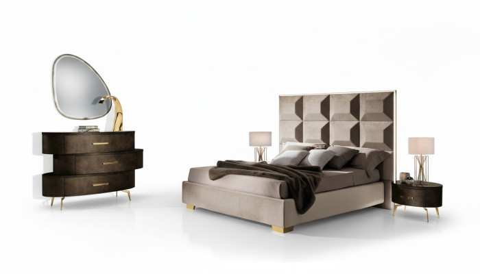 Zestaw łóżkowy Design Classic łóżko Stolik nocny Kredens 4-częściowy. Sypialnia