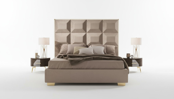 Design Modern Luxury Sypialnia Stolik nocny Łóżko 3-częściowe. Zestaw Sypialni