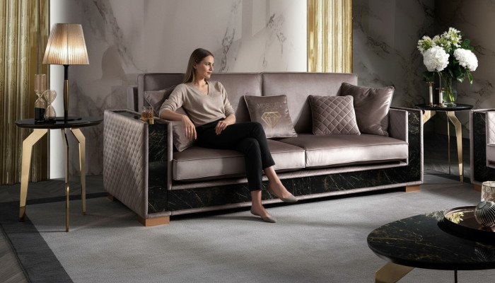 Sofa trzyosobowa kanapa Podkładka Design Siedziba Sofy Pokój Meble Materiał 3er Modern