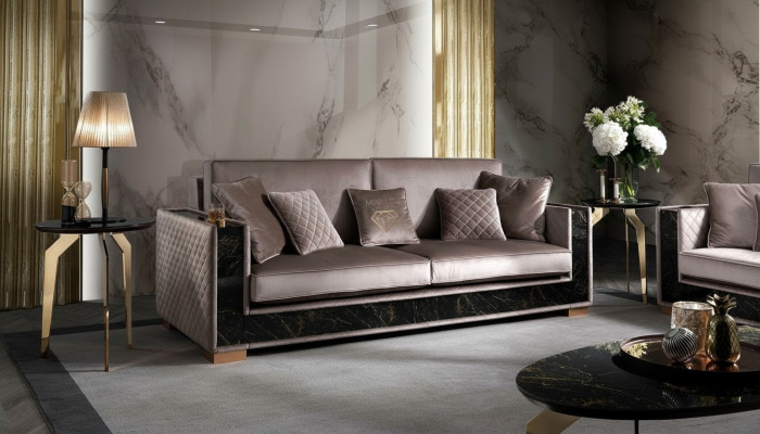 Sofa trzyosobowa kanapa Podkładka Design Siedziba Sofy Pokój Meble Materiał 3er Modern