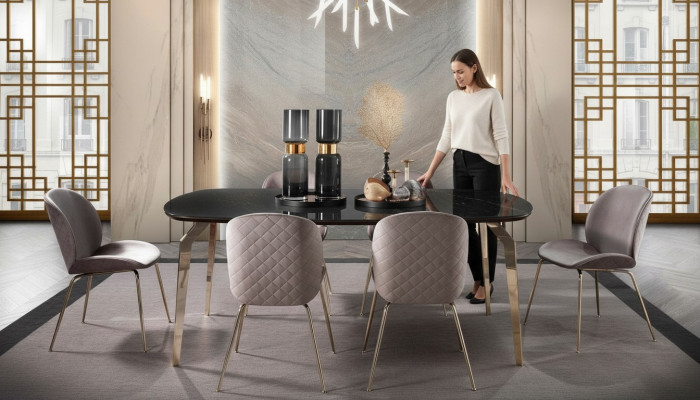 Ustaw tabelę stoły Luxury Drewno Meble Nowa jadalnia Grupa Kompletny Zestaw 7szt