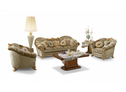 Luksusowe Meble Zestaw sofowy Kanapa Sofa Barokowy Rokoko Podkładka 3+1+1 miejsce do siedzenia Drewno 3-częściowa