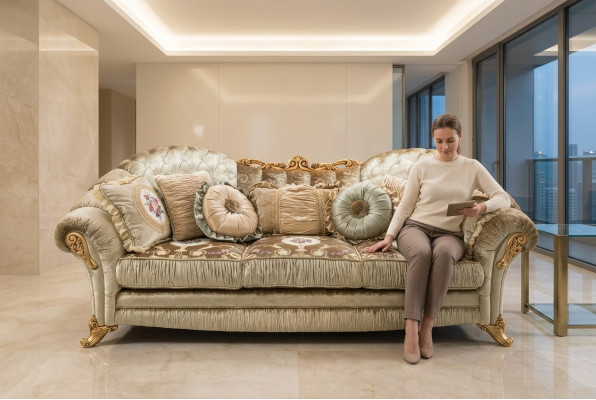 Barokowe Rokoko 3 miejsce do siedzenia Sofa Włókienniczy Sofa Kanapy Luksusowy Design Włoskie meble
