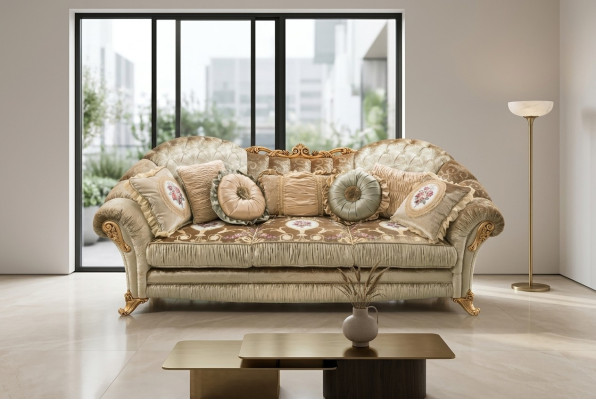 Barokowe Rokoko 3 miejsce do siedzenia Sofa Włókienniczy Sofa Kanapy Luksusowy Design Włoskie meble