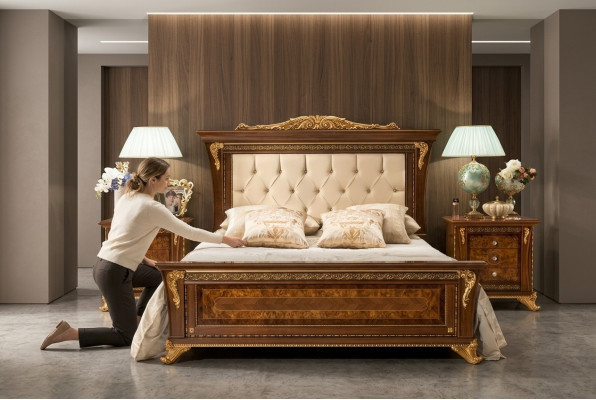 Łóżko Design 2x Szafki nocne Zestaw Sypialnia 3-częściowy Meble Classic bed