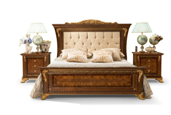 Łóżko Design 2x Szafki nocne Zestaw Sypialnia 3-częściowy Meble Classic bed